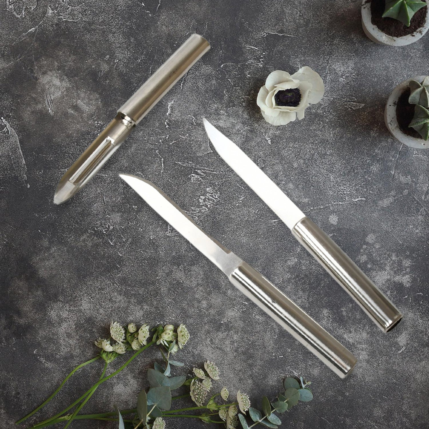 Stainless Steel Multipurpose Sharp Cutting Knife with Non-Slip Handle for Fruit, Meat and Vegetable Chopping (Pack Of 3) Stainless Steel Multipurpose Sharp Cutting Knife with Non-Slip Handle for Fruit, Meat and Vegetable Chopping (Pack Of 3)